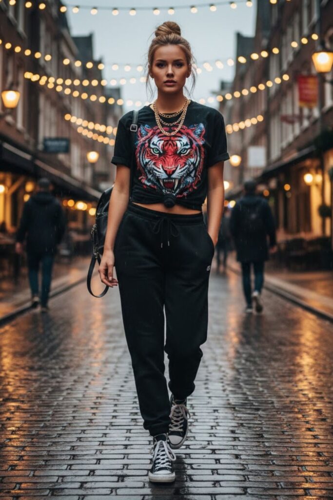 5. Graphic Tee and Black Sweatpants