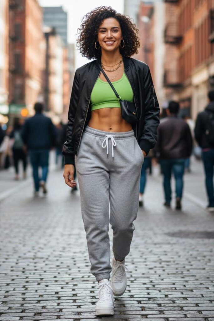 5. Grey Sweatpants with a Crop Top