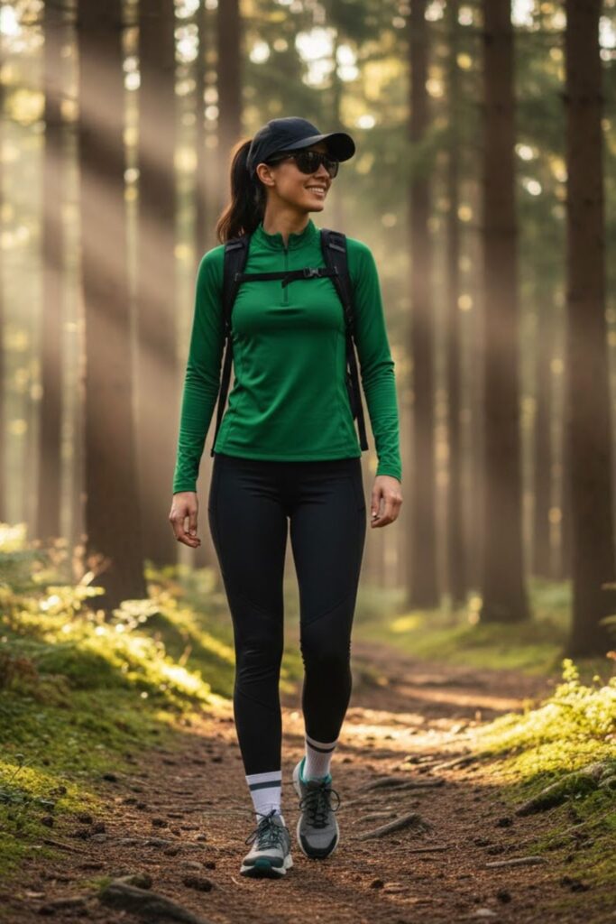 5. Sporty Leggings with Long Sleeve Performance Top