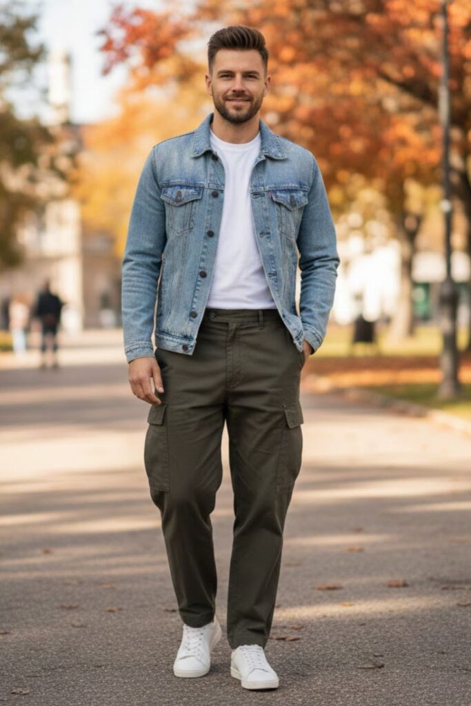 6. Cargo Pants With a Denim Jacket
