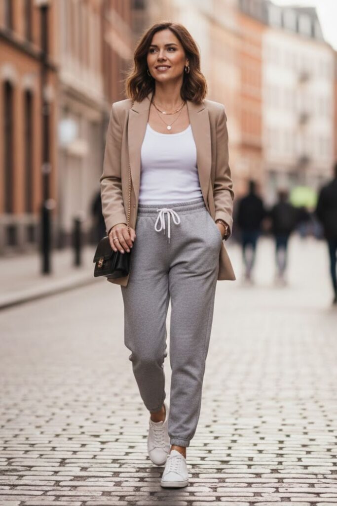 6. Grey Sweatpants with a Blazer