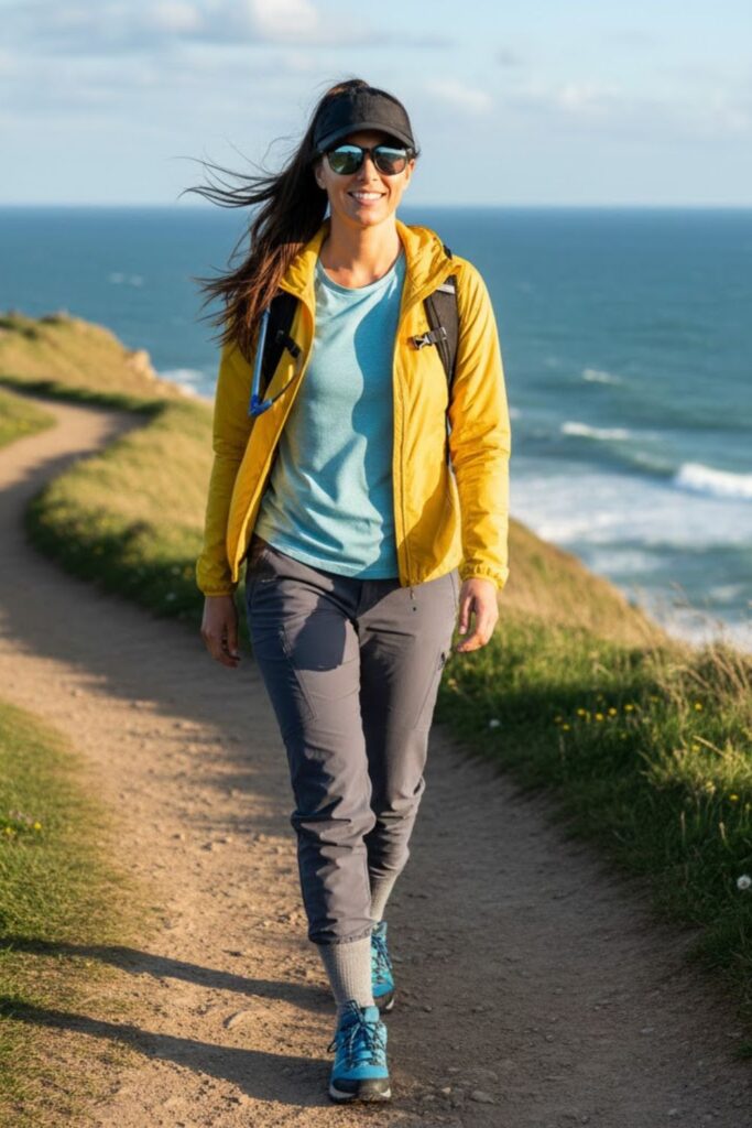 6. Technical Joggers with Layered T-Shirt and Windbreaker