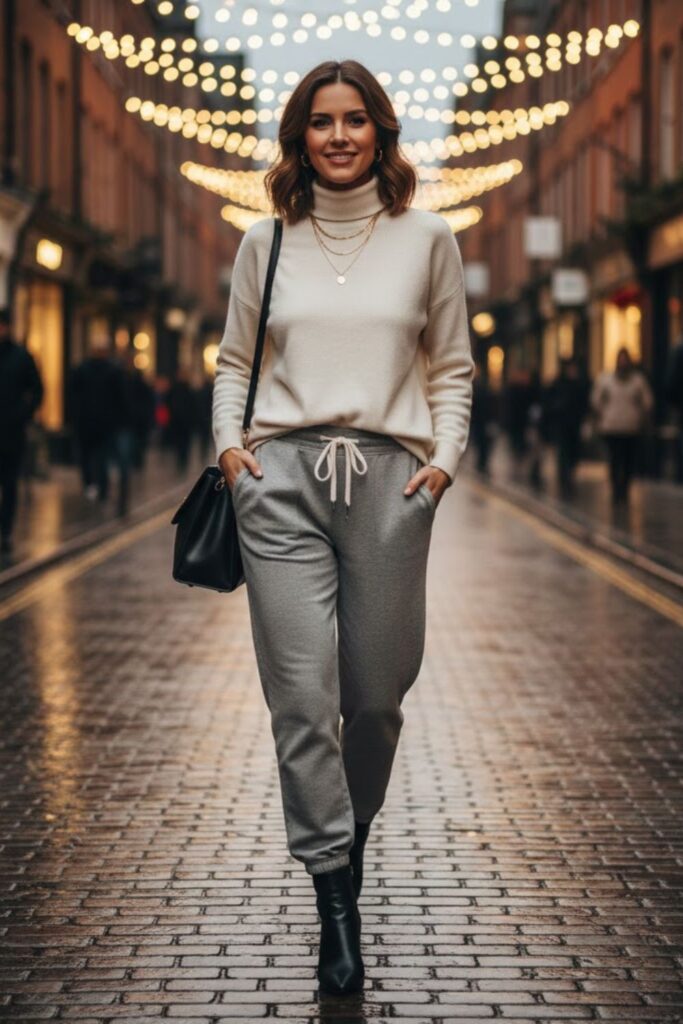 7. Grey Sweatpants with a Turtleneck Sweater