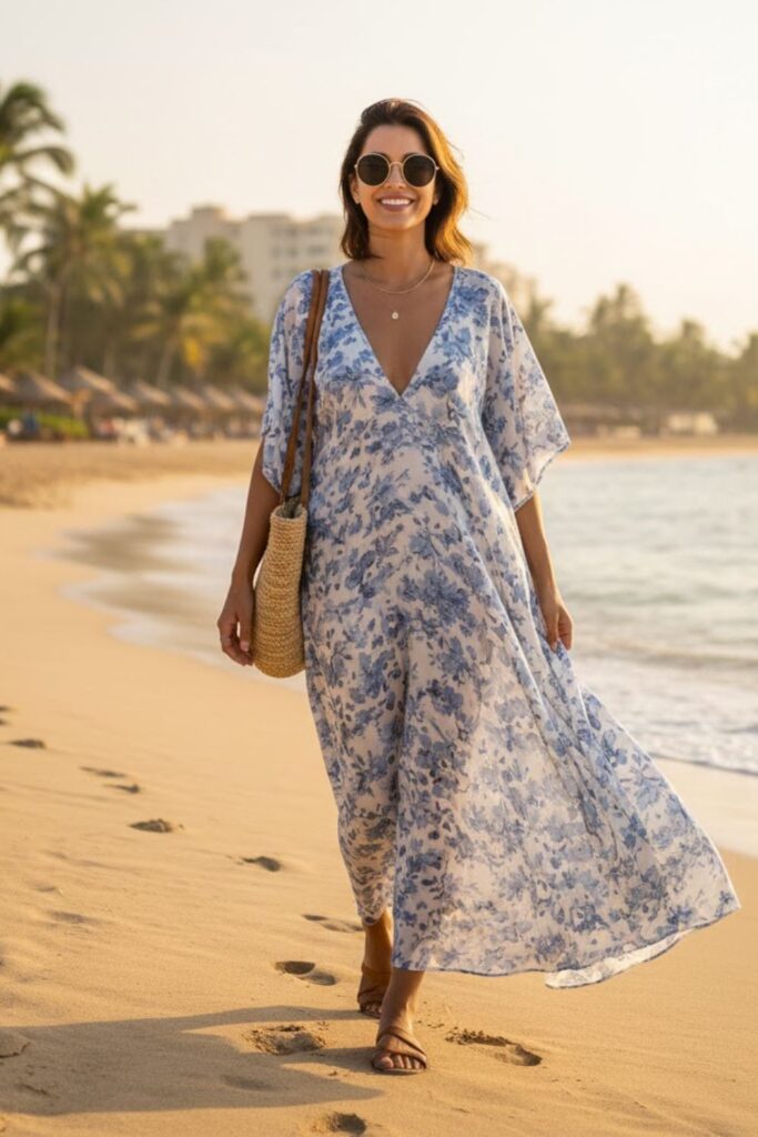 8. Kaftan Dress for Relaxed Beach Days
