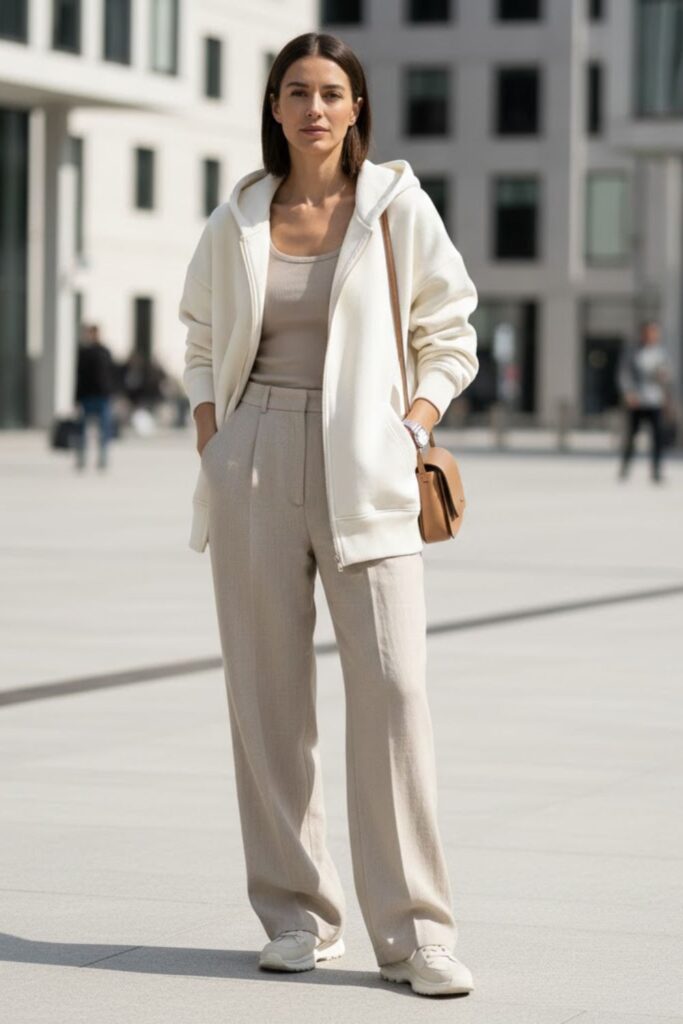 8. Oversized Hoodie with All-Neutral Outfit