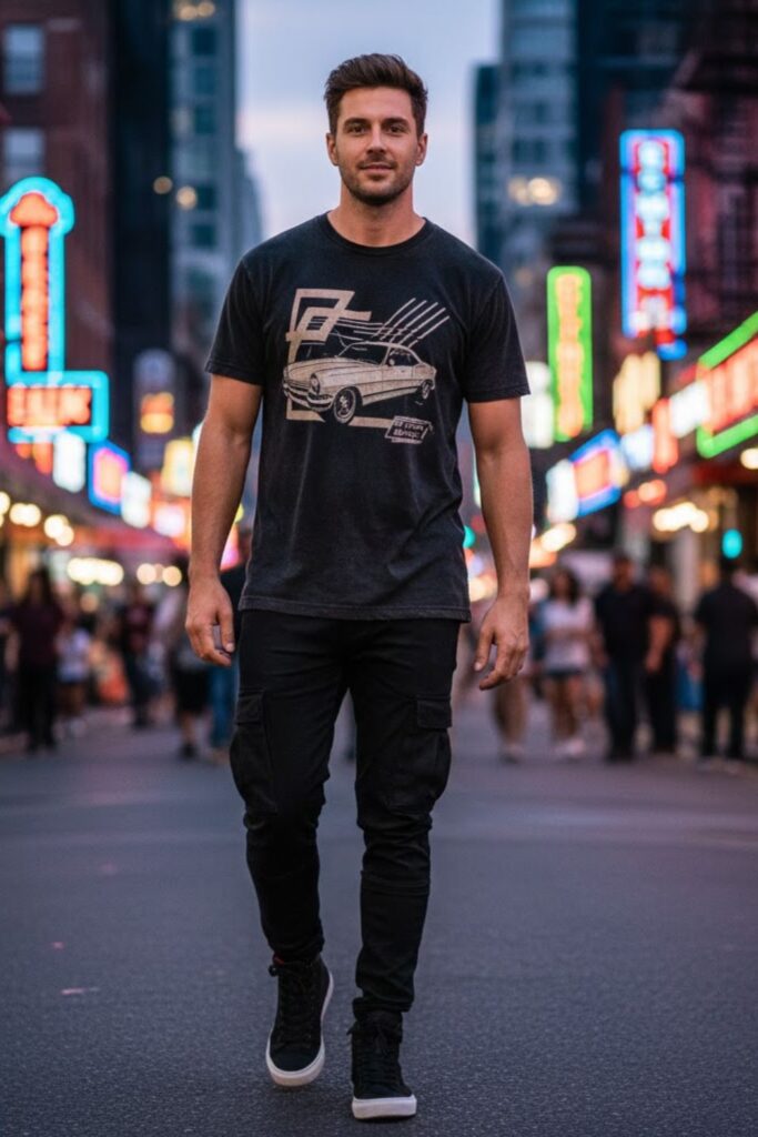 2. Cargo Pants With a Graphic Tee