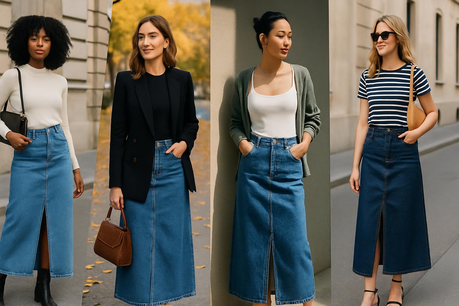 30+ Denim Maxi Skirt Outfit Ideas for Every Season and Style