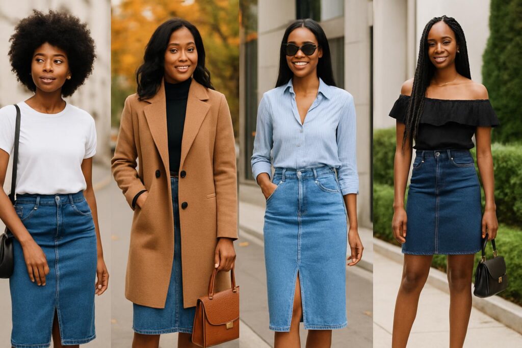 Denim Skirt Outfit Ideas for Black Women