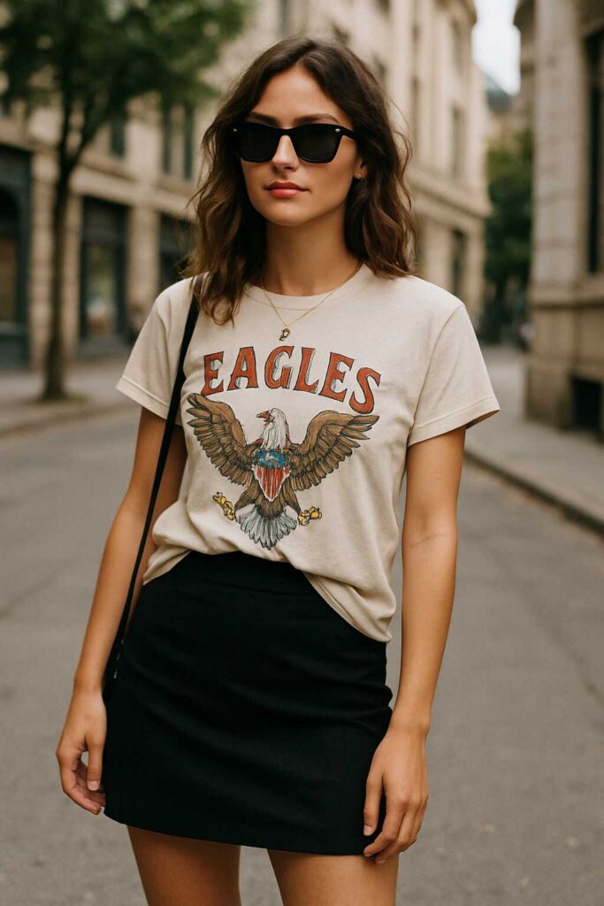 Black Mini Skirt with a Casual Tank Top