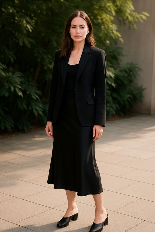 Black Silk Skirt with a Blazer