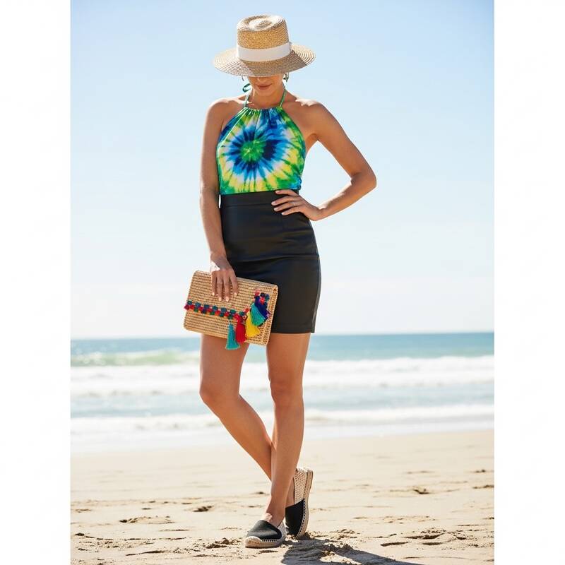 Black Skirt with a Halter Top