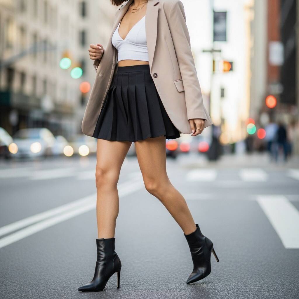 Black Tennis Skirt with a Blazer