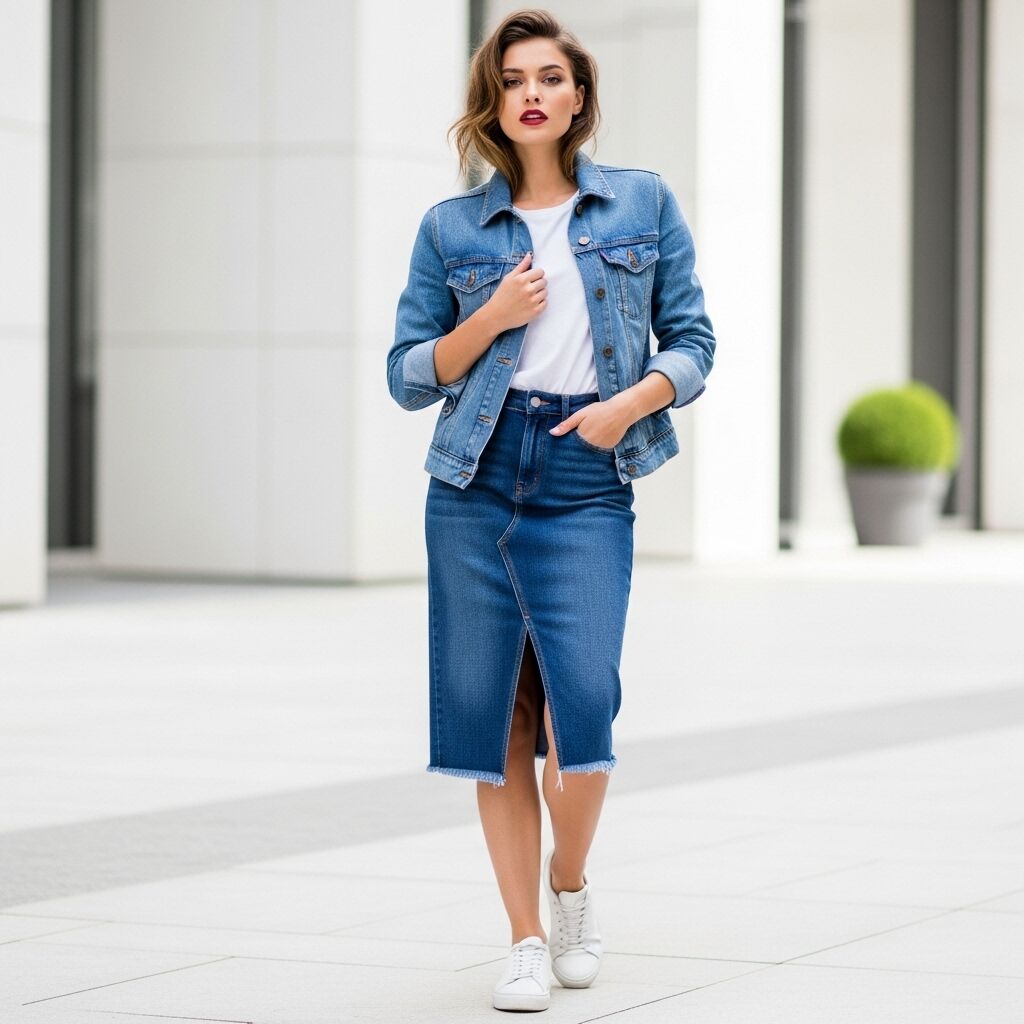 Denim Skirt with a Denim Jacket