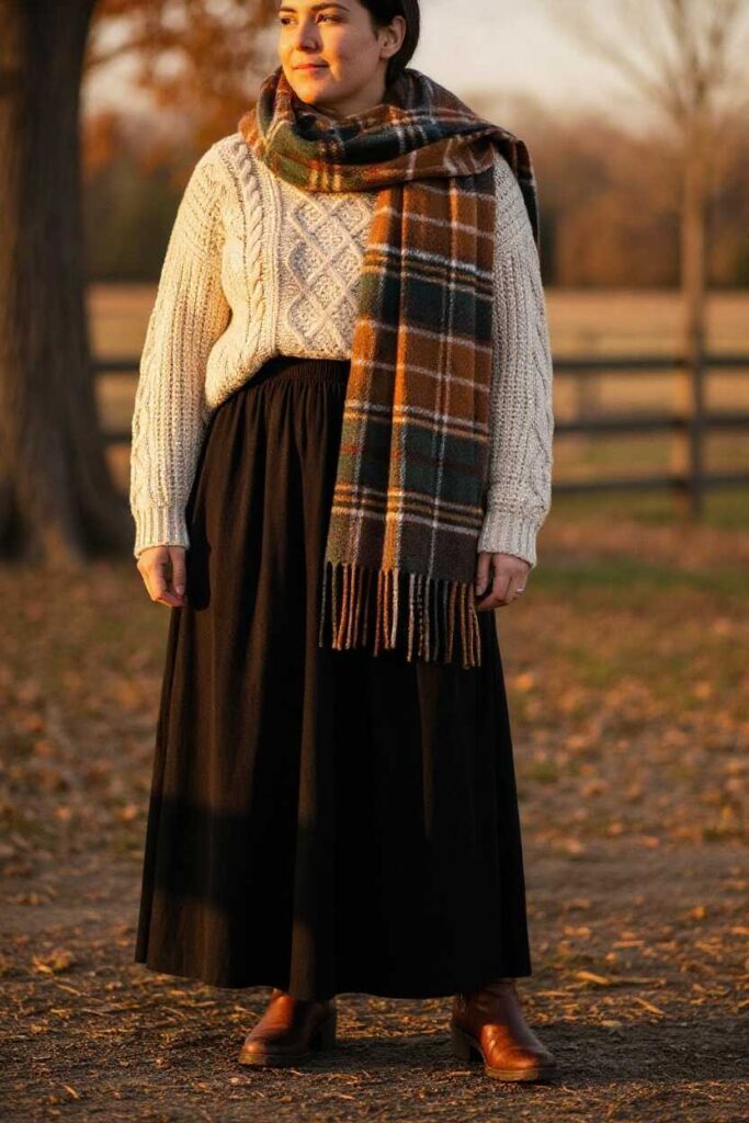 Long Black Skirt with a Sweater