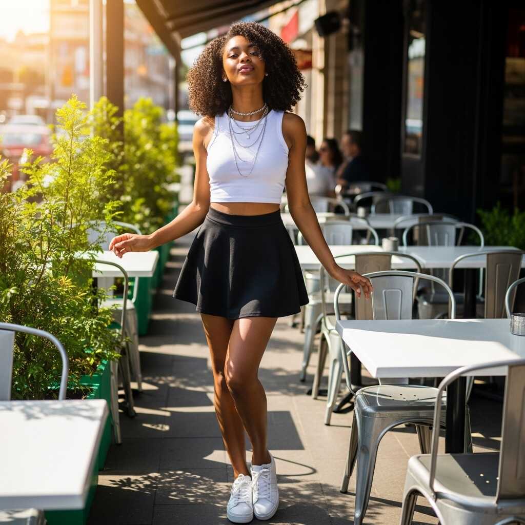 Mini Skirt with a Crop Top