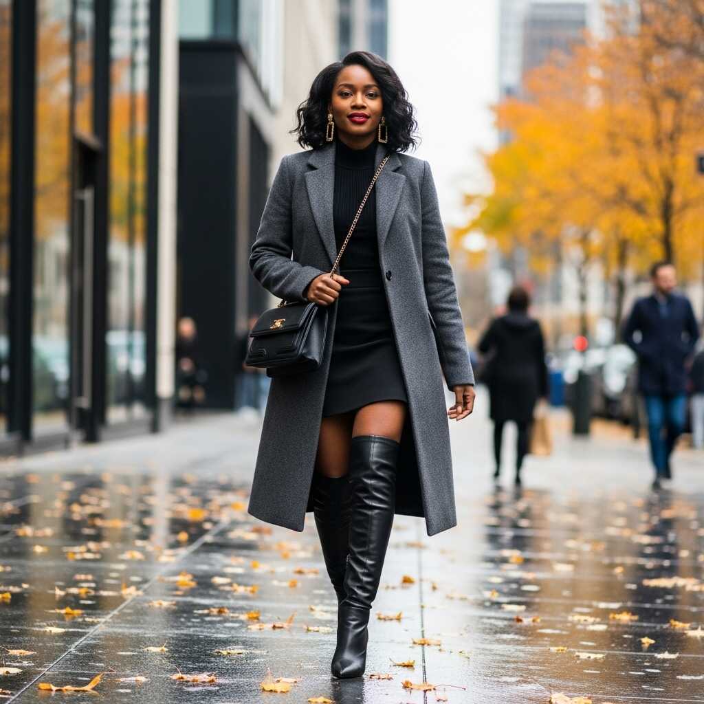 Mini Skirt with a Turtleneck