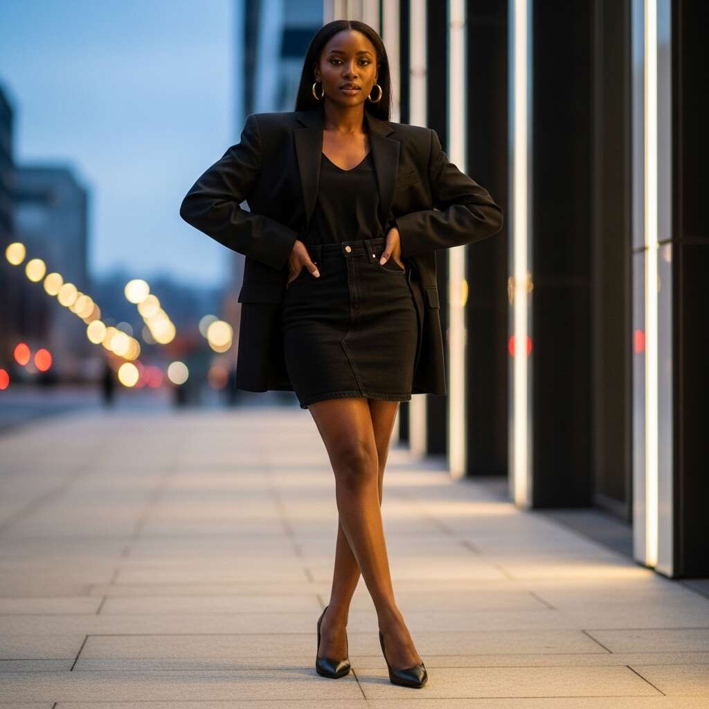 Mini Skirt with an Oversized Blazer