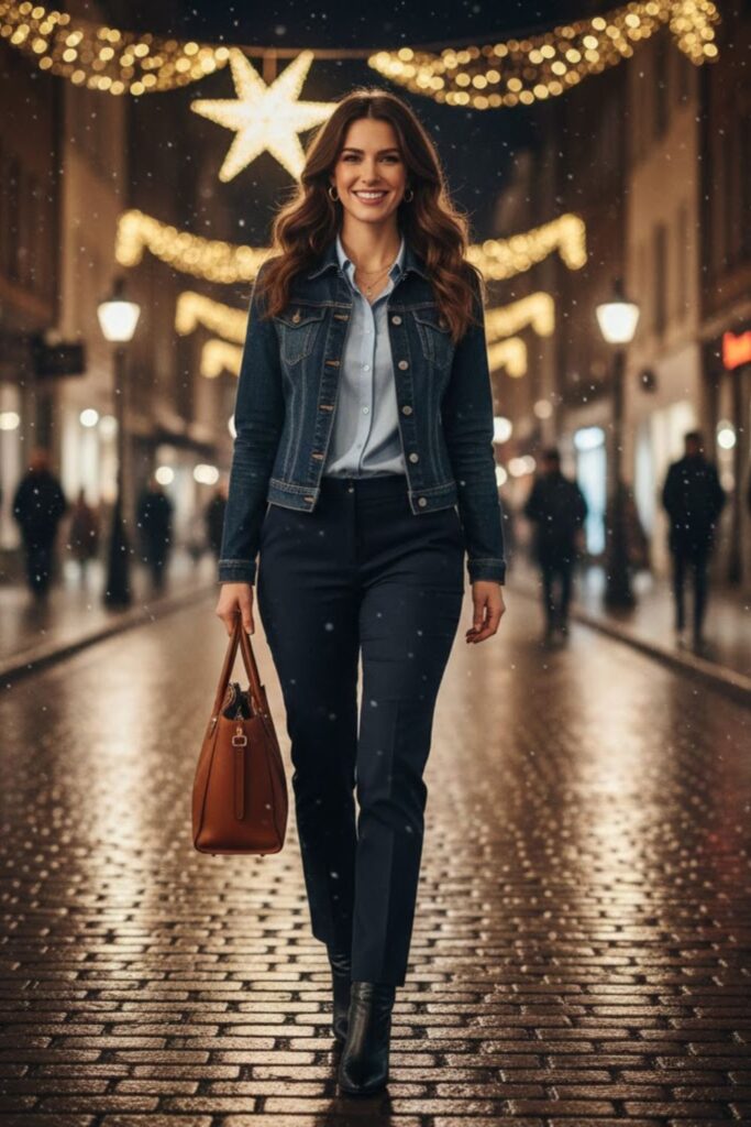 10. Denim Jacket over Dress Pants