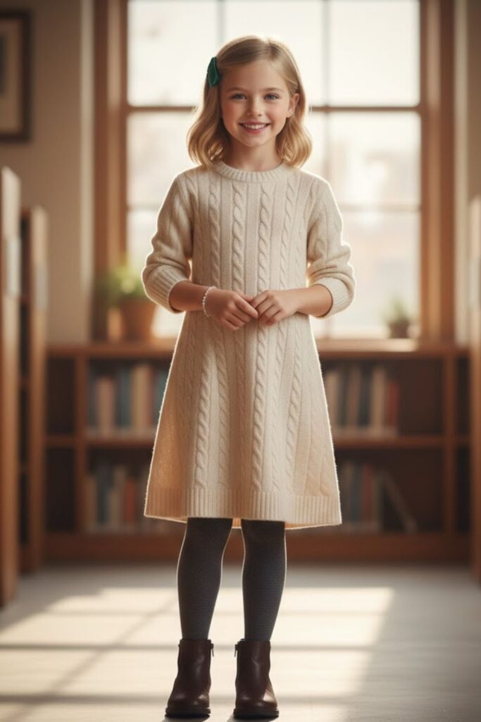 12. Sweater Dress with Simple Accessories