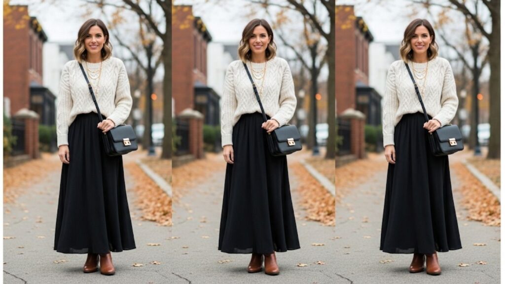 15 Black Maxi Skirt Fall Outfit Ideas