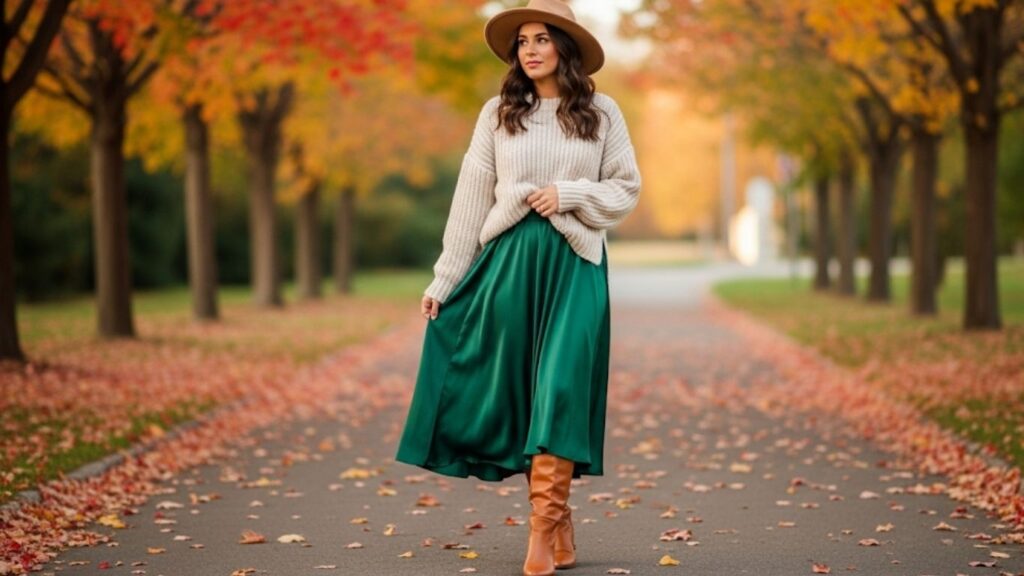 15 Satin Skirt Outfit Fall Ideas