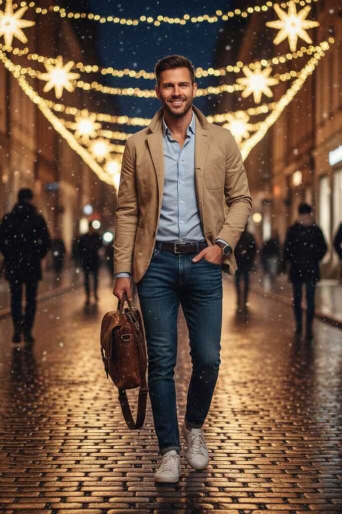 17. Lightweight Jacket with Shirt and Jeans