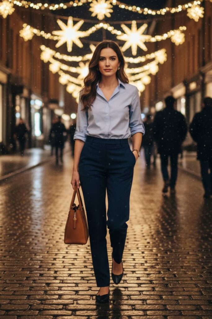 4. Button-Down Shirt with Tailored Pants