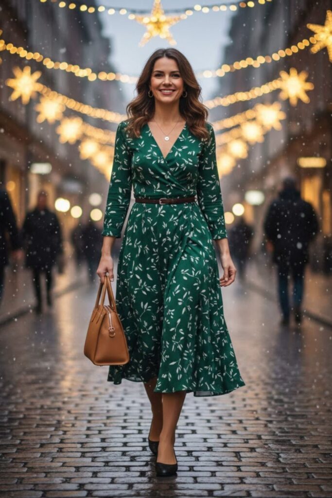 7. Wrap Dress with Flats