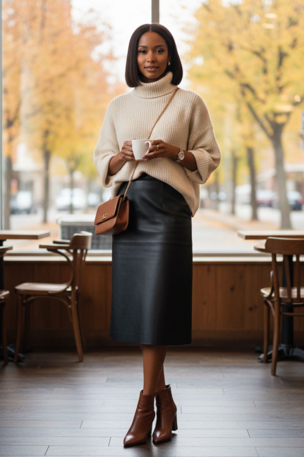 15 Black Leather Midi Skirt Outfit Ideas To Elevate Your Style