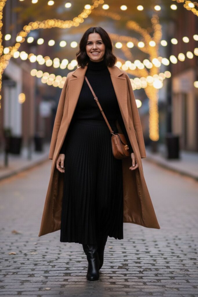 Black Maxi Skirt with Turtleneck