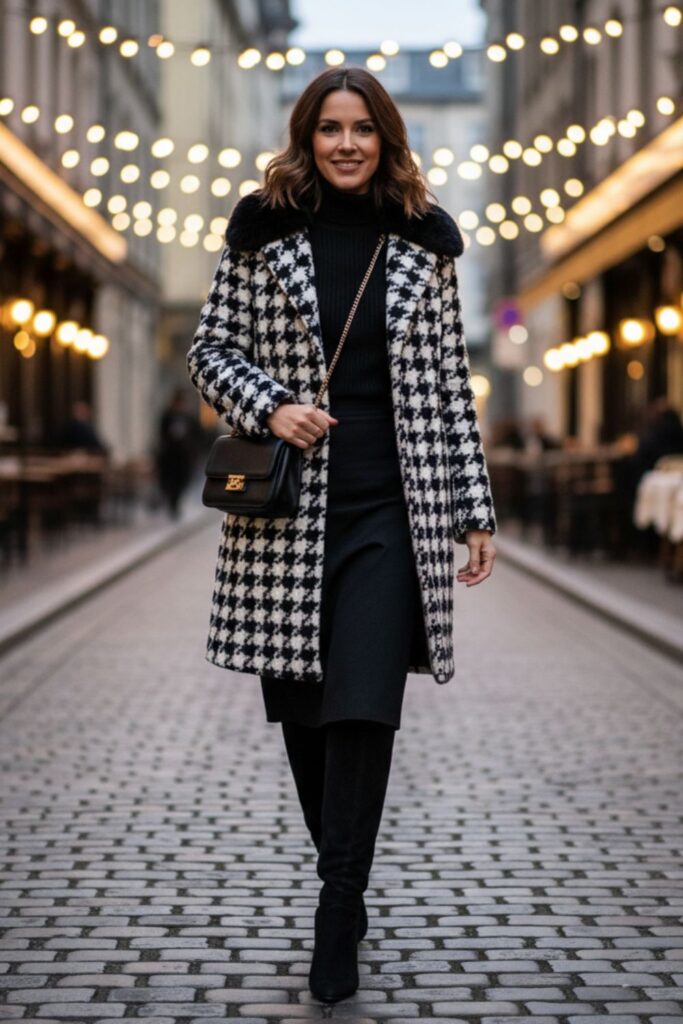 Black Skirt with Statement Coat