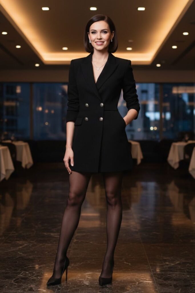 Blazer Dress with Tights