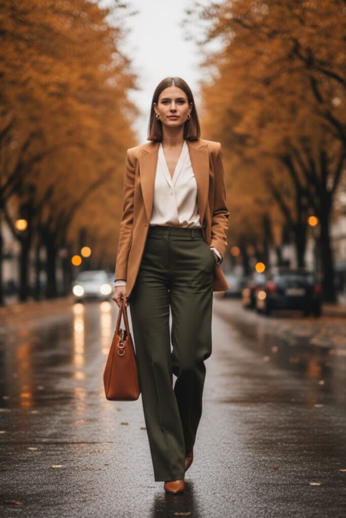 Blazer with Wide-Leg Trousers