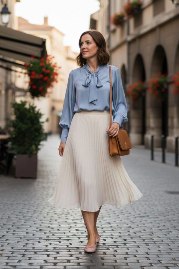 Blouse with Pleated Skirt