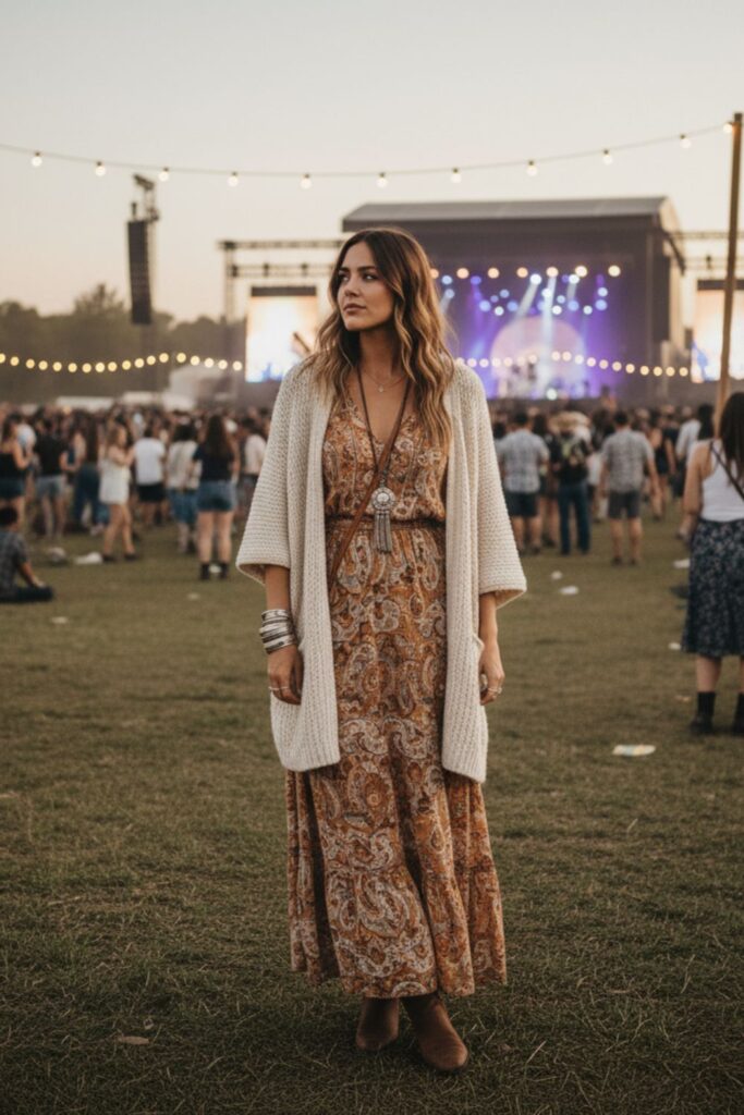 Boho Maxi Dress with Sandals