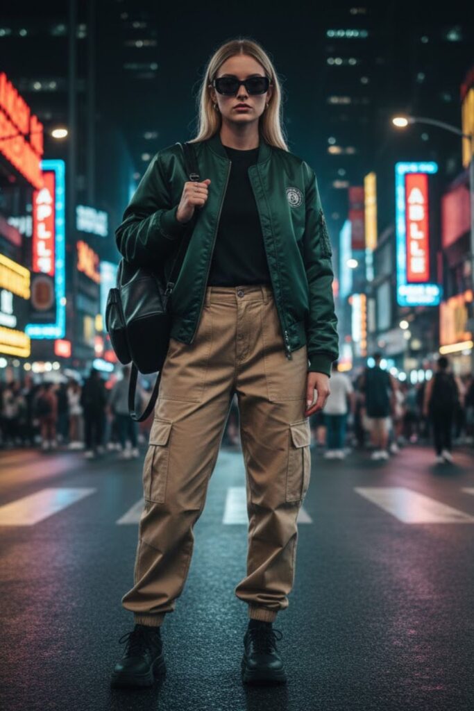 Bomber Jacket with Cargo Pants