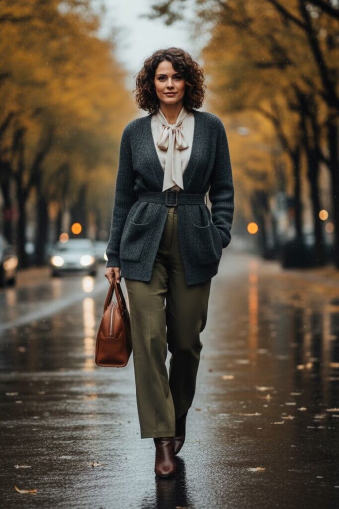 Cardigan with Tailored Pants