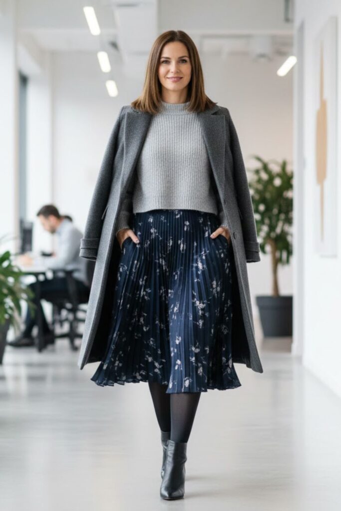 Cropped Sweater with Midi Skirt