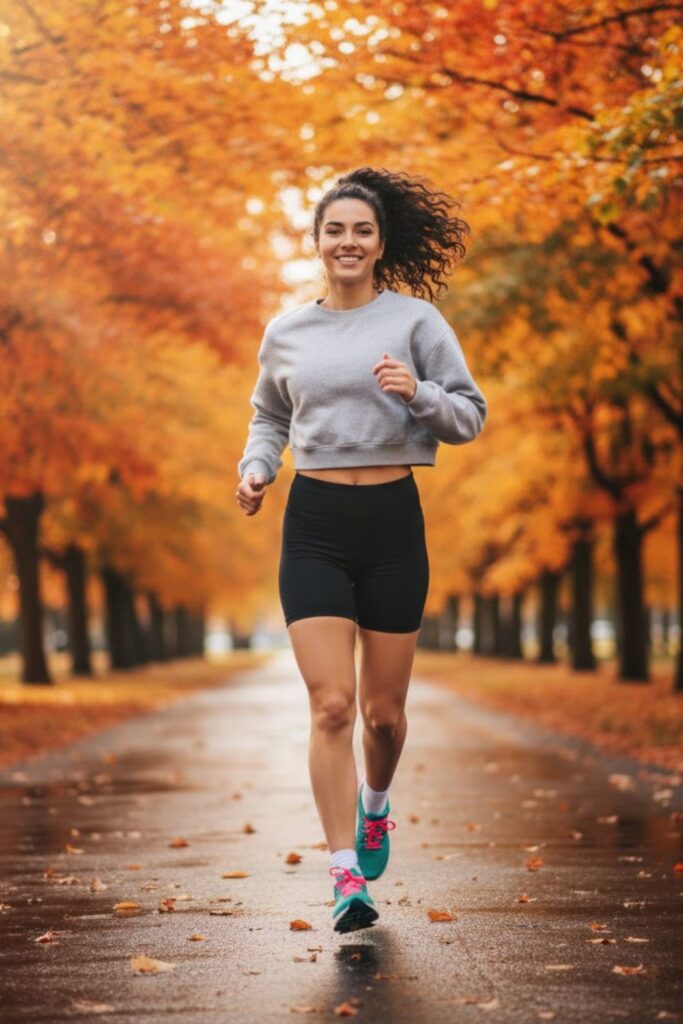 Cropped Sweatshirt with Compression Shorts