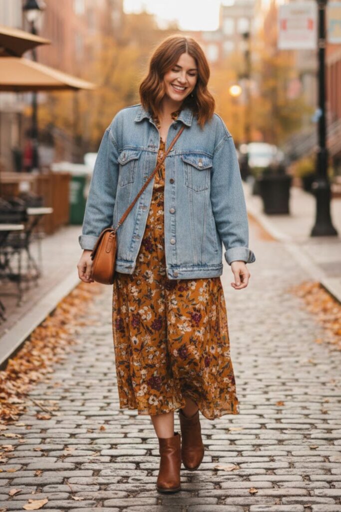 Denim Jacket with Midi Dress