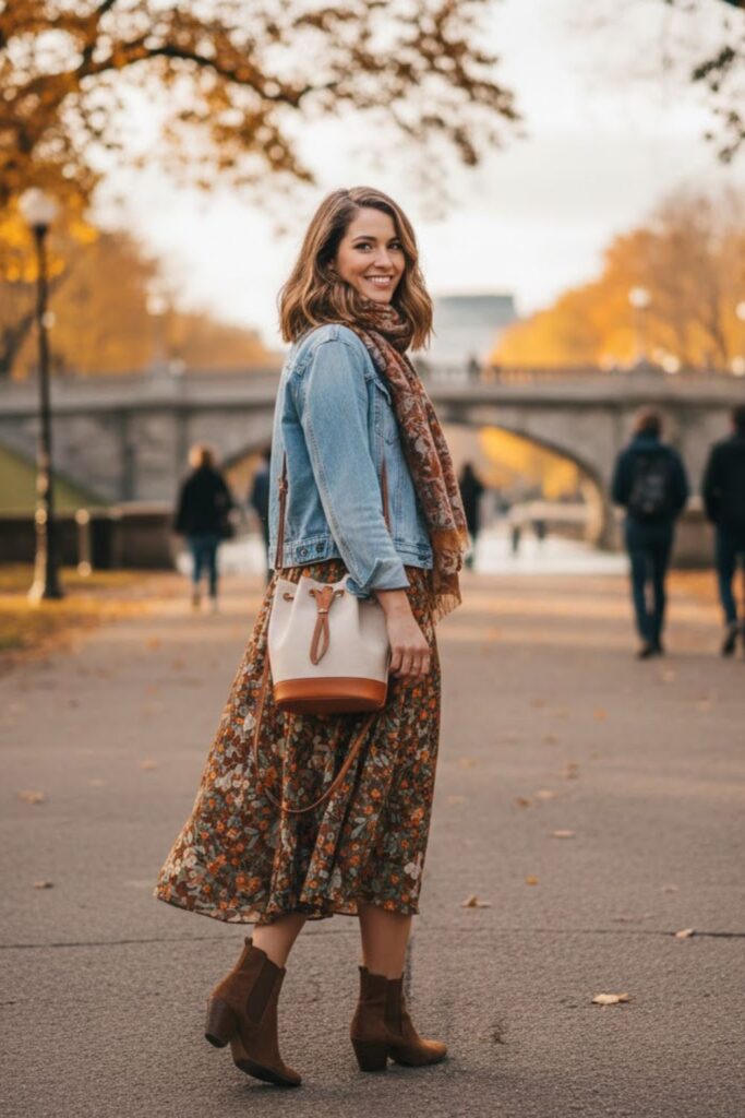 Denim Jacket with Midi Dress