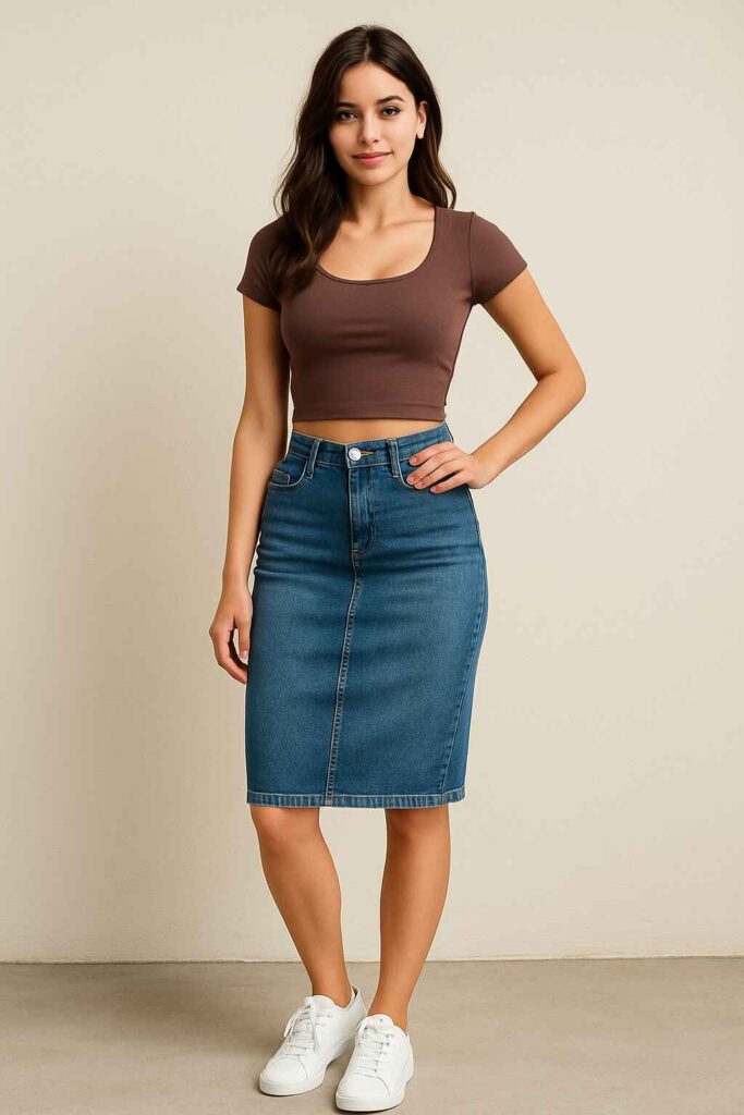 Denim Pencil Skirt with a Crop Top