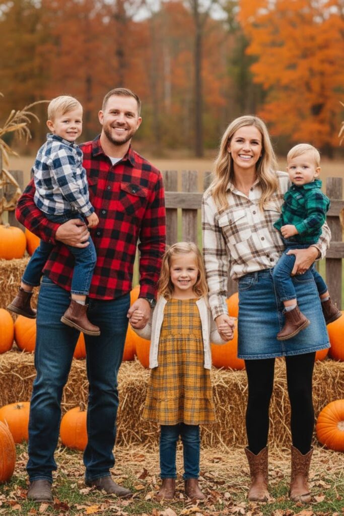 Denim and Plaid Combination