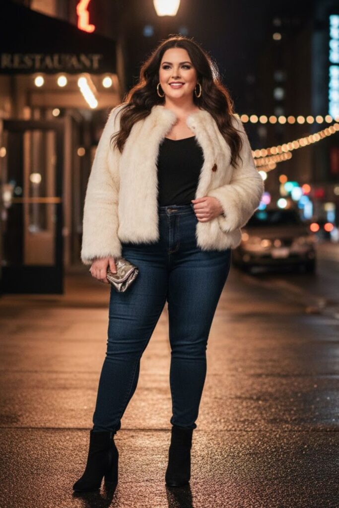 Faux Fur Jacket with Jeans