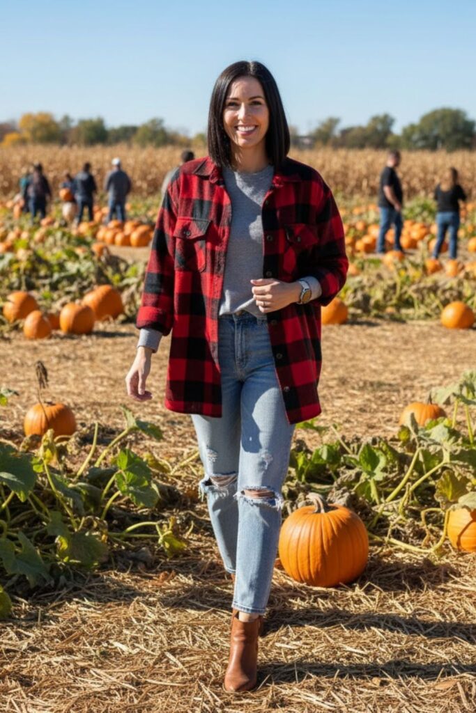Flannel Shirt with Distressed Jeans