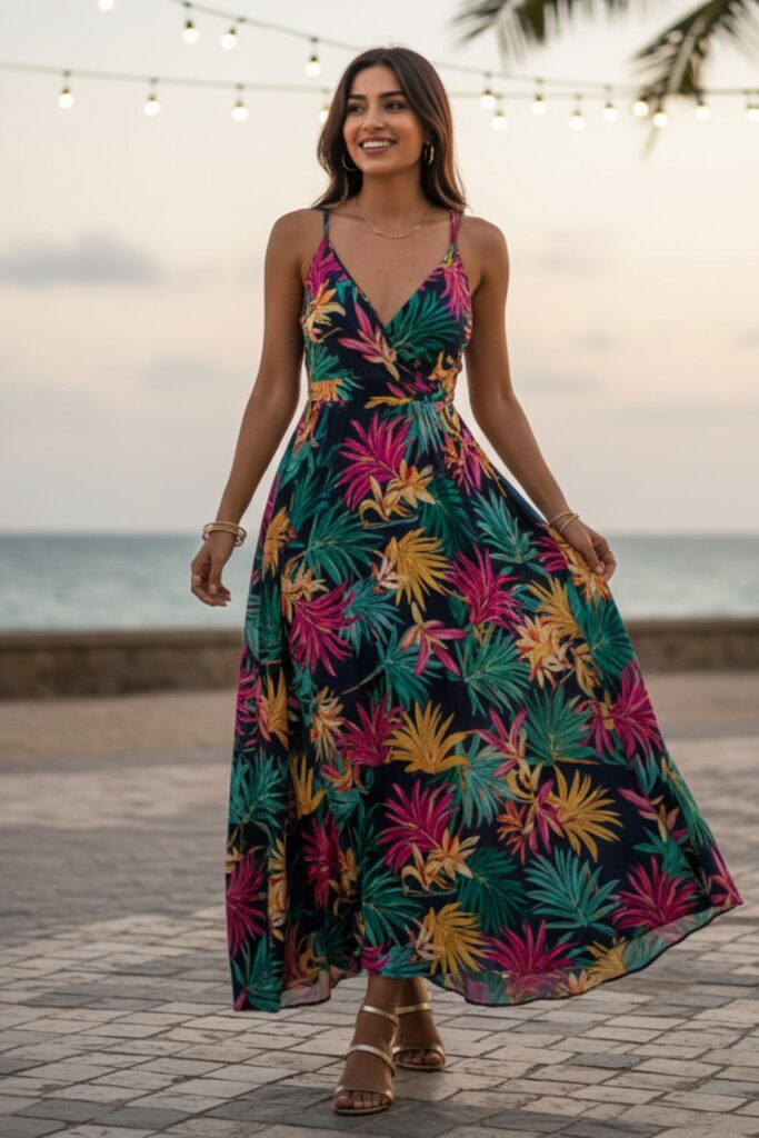 Flowy Maxi Dress with Strappy Sandals