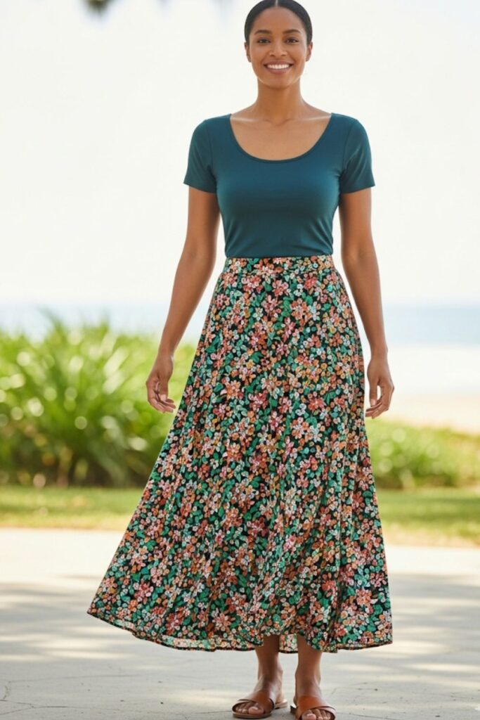 Flowy Maxi Skirt with a Fitted Top