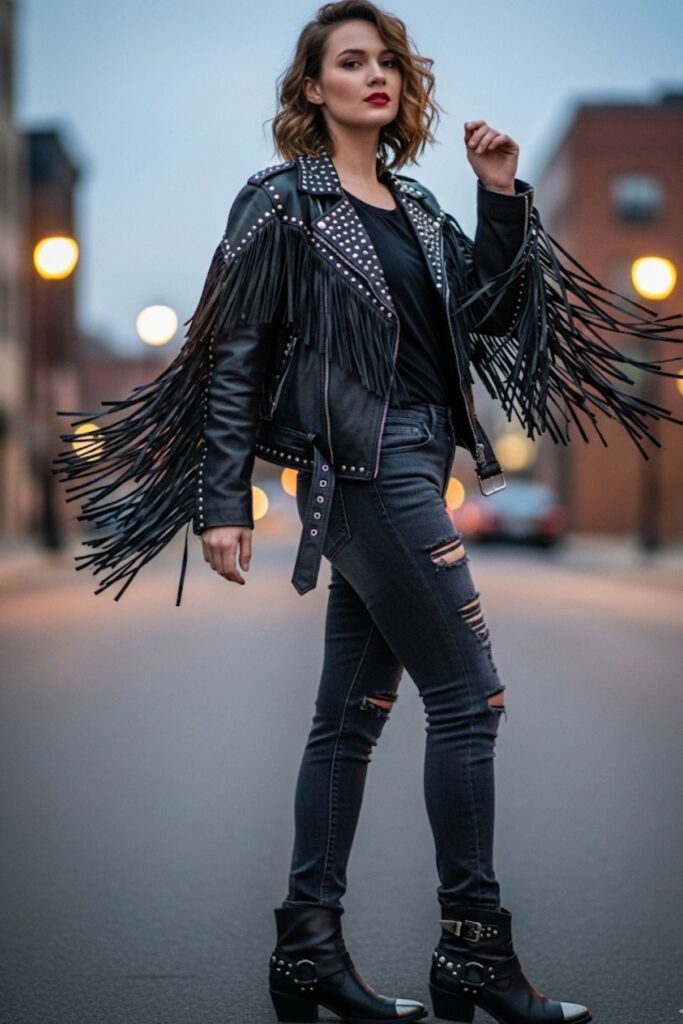 Fringe Jacket with Skinny Jeans
