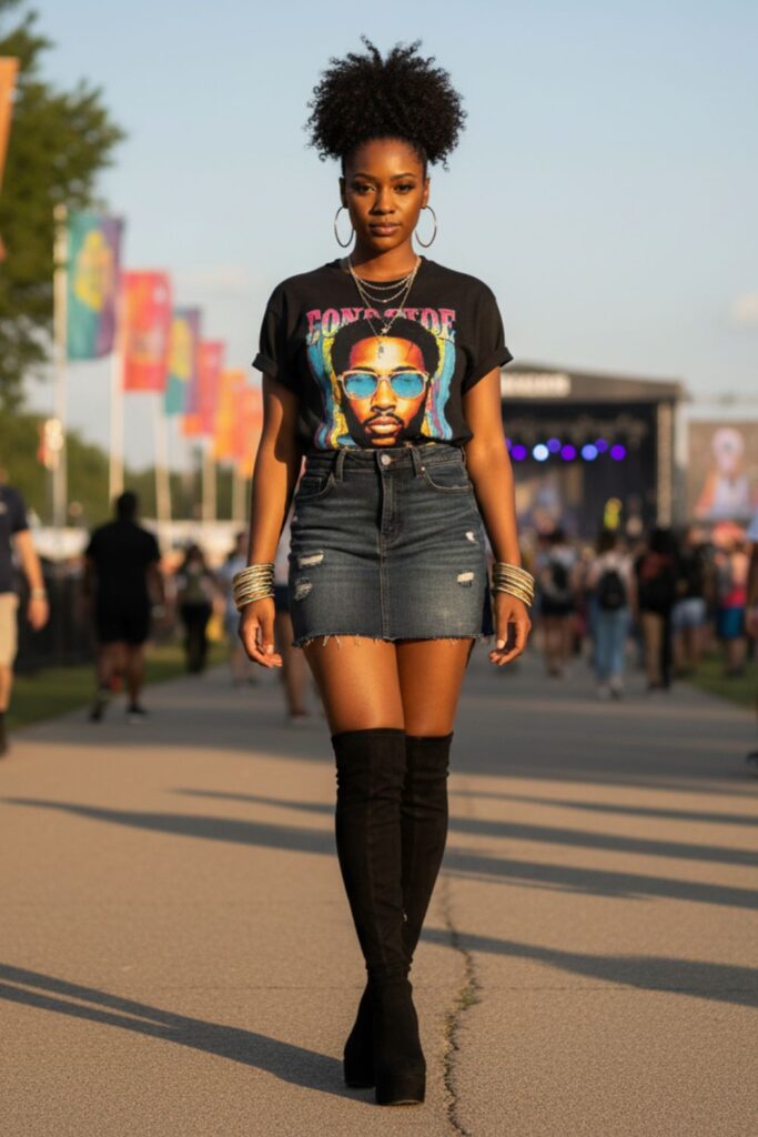 Graphic Tee with Mini Skirt