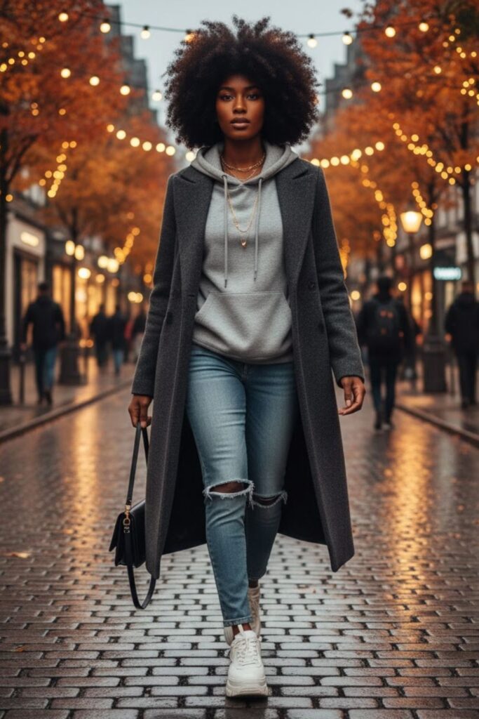 Hoodie with Longline Coat